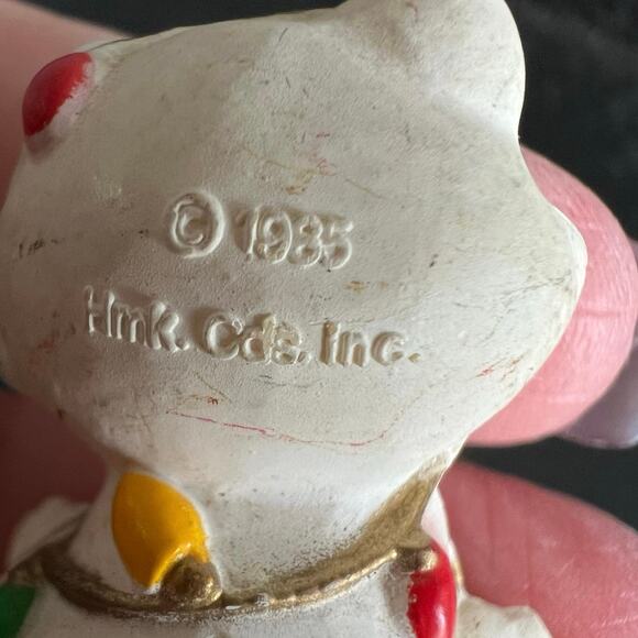 VTG Hallmark Merry Miniatures White Kitty Cat Wrapped in Christmas Lights 1985 - Picture 2 of 6